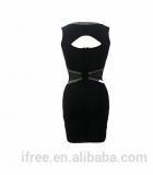 2014 V-neck Black Sleeveless Women Party Bandage Dress
